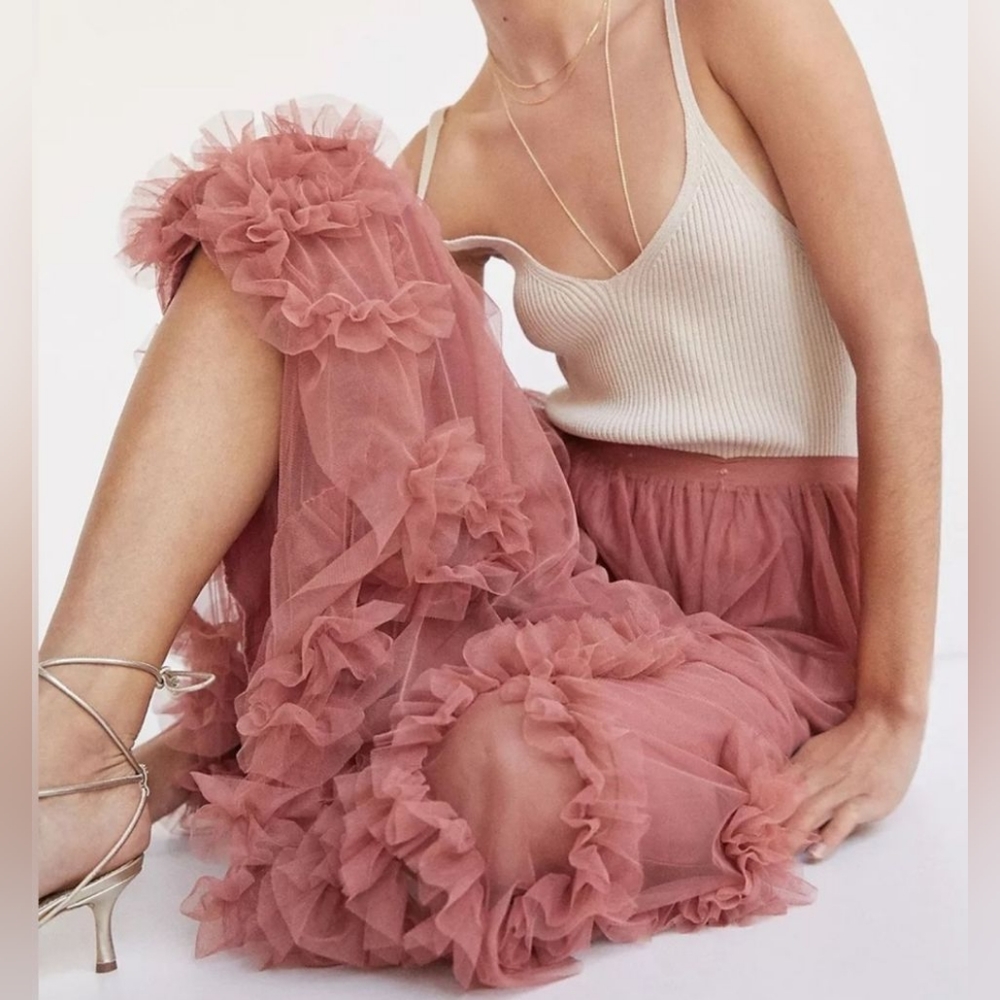 Anthropologie Felicity Ruffled Tulle Skirt